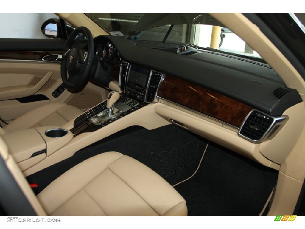 2013 Porsche Panamera V6 Black/Luxor Beige Dashboard Photo #78650541