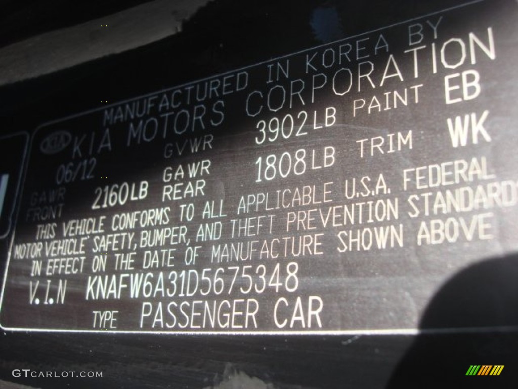 2013 Forte Koup Color Code EB for Aurora Black Photo #78650713