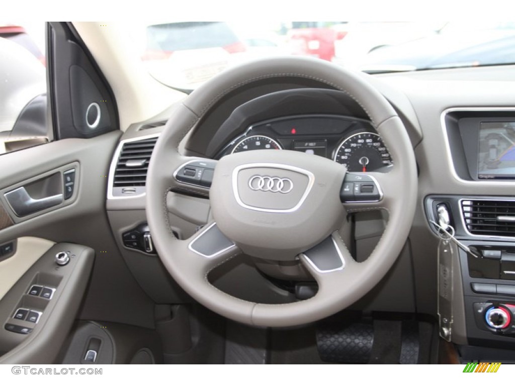 2013 Audi Q5 3.0 TFSI quattro Pistachio Beige Steering Wheel Photo #78651051