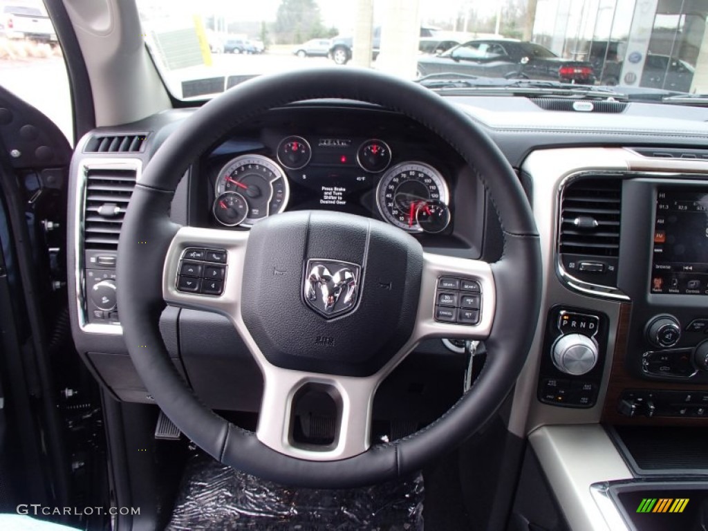 2013 Ram 1500 Laramie Quad Cab 4x4 Black Steering Wheel Photo #78651097