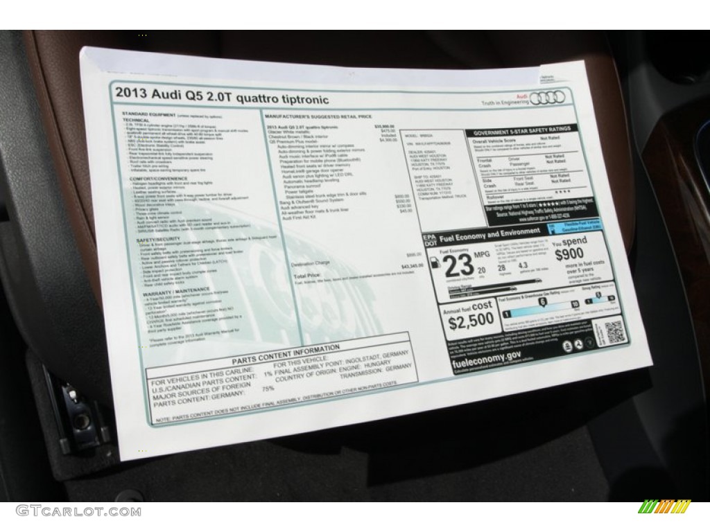 2013 Audi Q5 2.0 TFSI quattro Window Sticker Photo #78652367