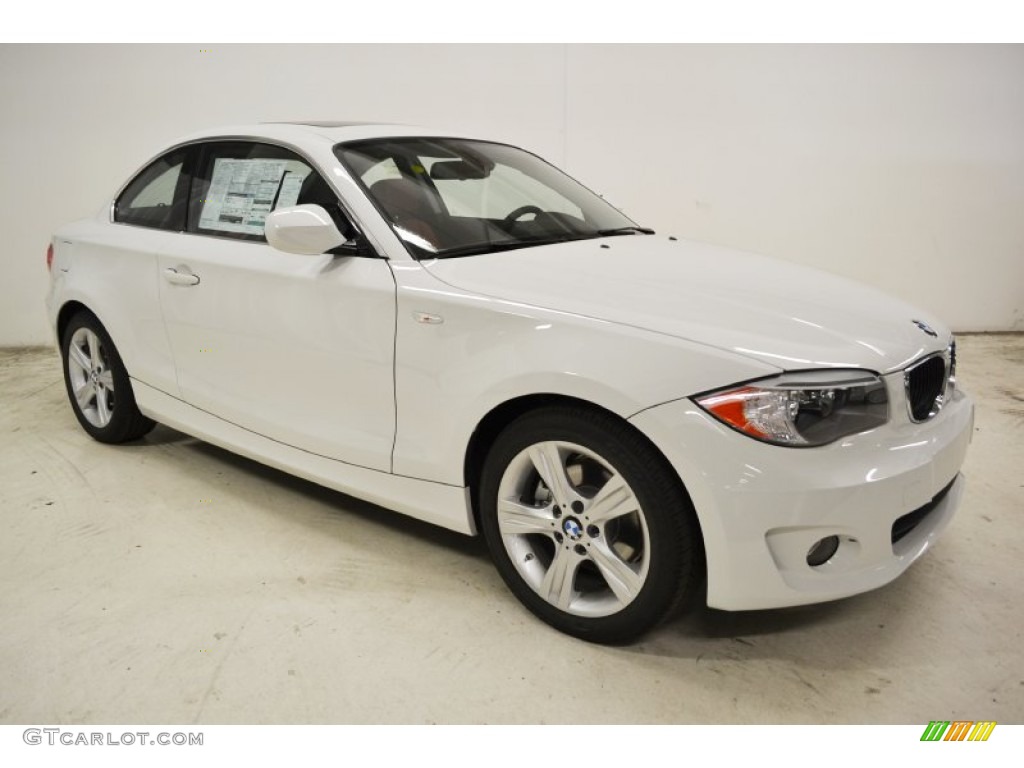 2013 1 Series 128i Coupe - Alpine White / Coral Red photo #2
