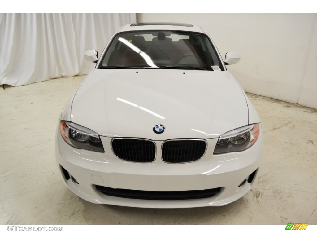 2013 1 Series 128i Coupe - Alpine White / Coral Red photo #5