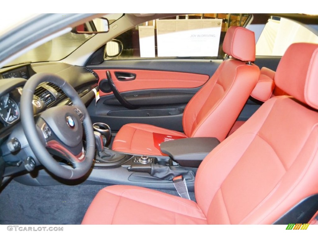2013 1 Series 128i Coupe - Alpine White / Coral Red photo #7