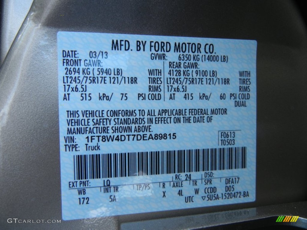 2013 F450 Super Duty Color Code LQ for Pale Adobe Metallic Photo #78654163