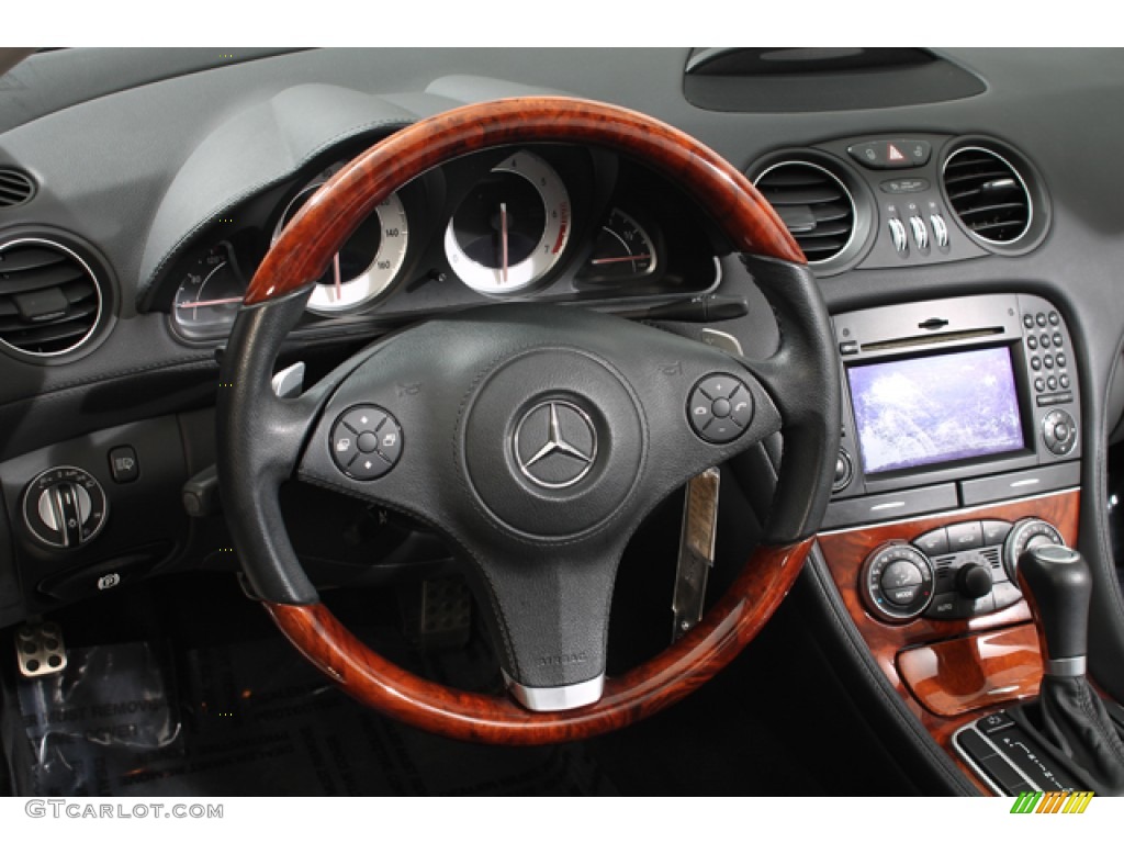 2009 Mercedes-Benz SL 550 Roadster Black Steering Wheel Photo #78655090