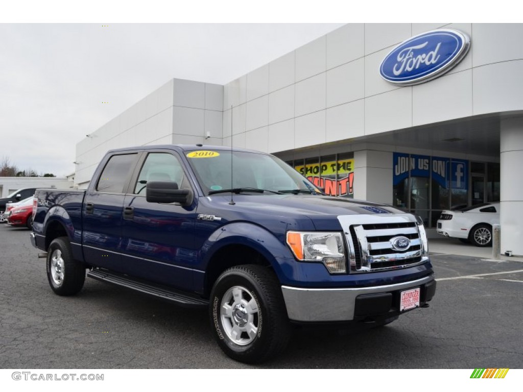 2010 F150 XLT SuperCrew 4x4 - Dark Blue Pearl Metallic / Medium Stone photo #1