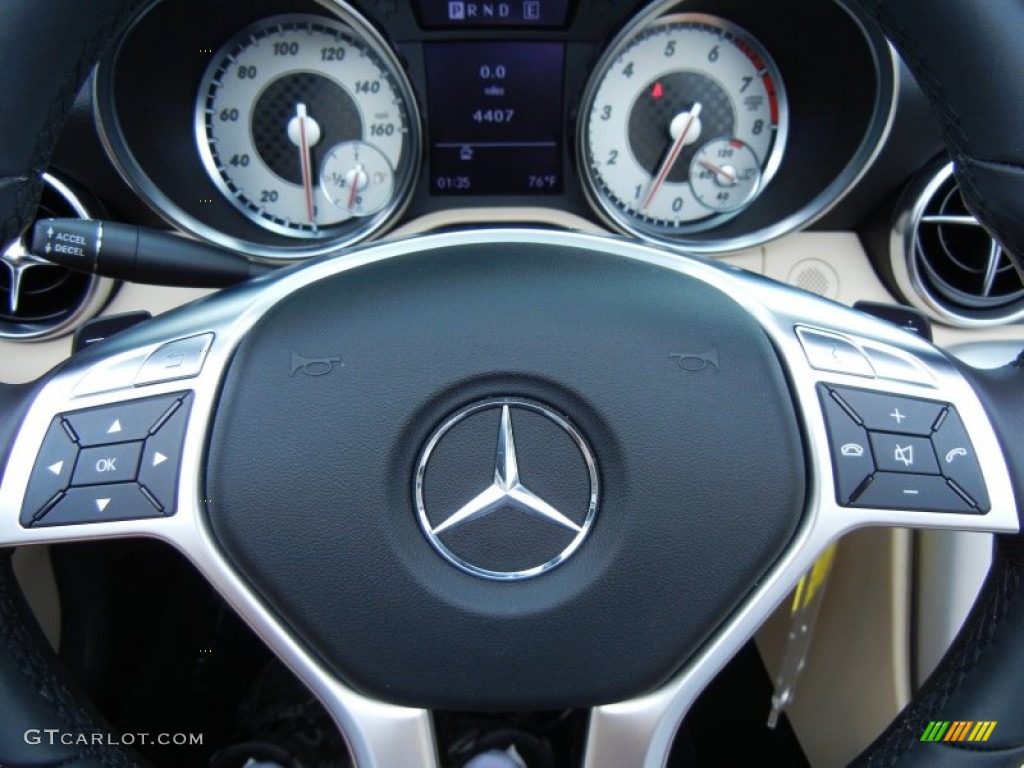 2012 Mercedes-Benz SLK 250 Roadster Sahara Beige Steering Wheel Photo #78658109