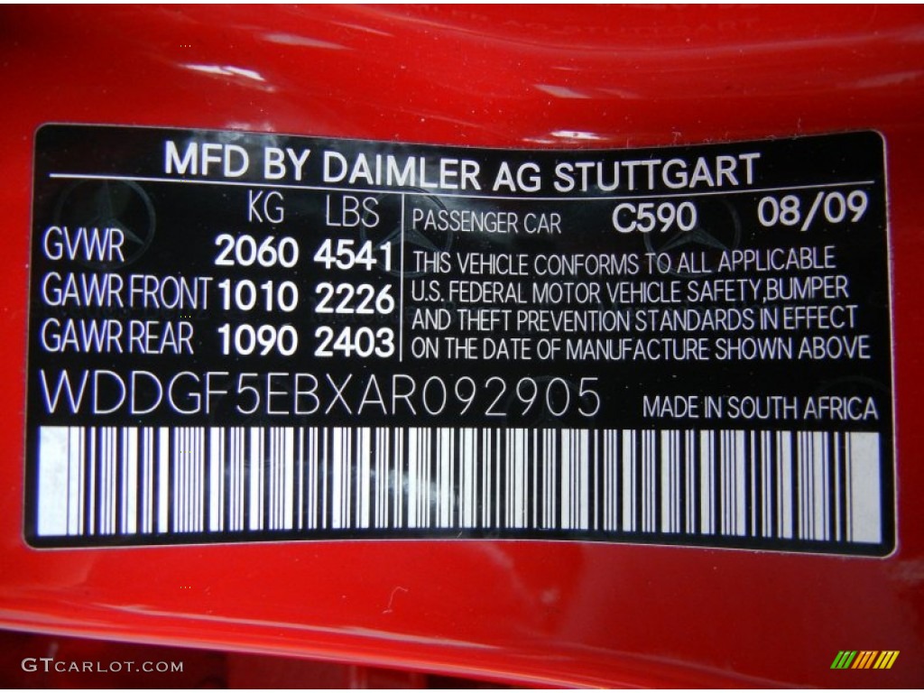 2010 C Color Code 590 for Mars Red Photo #78659458