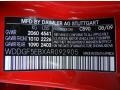 590: Mars Red 2010 Mercedes-Benz C 300 Sport Color Code
