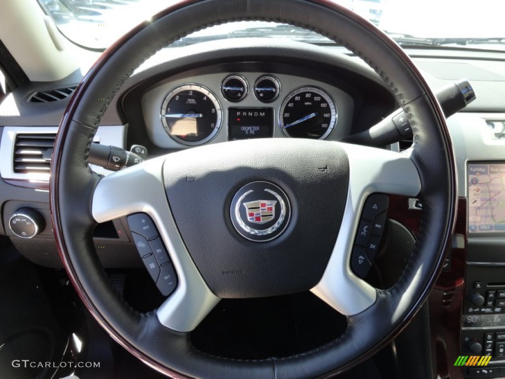 2013 Cadillac Escalade EXT Luxury AWD Ebony Steering Wheel Photo #78659797