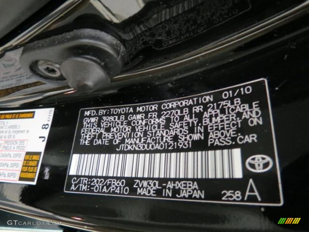 2010 Prius Color Code 202 for Black Photo #78659938