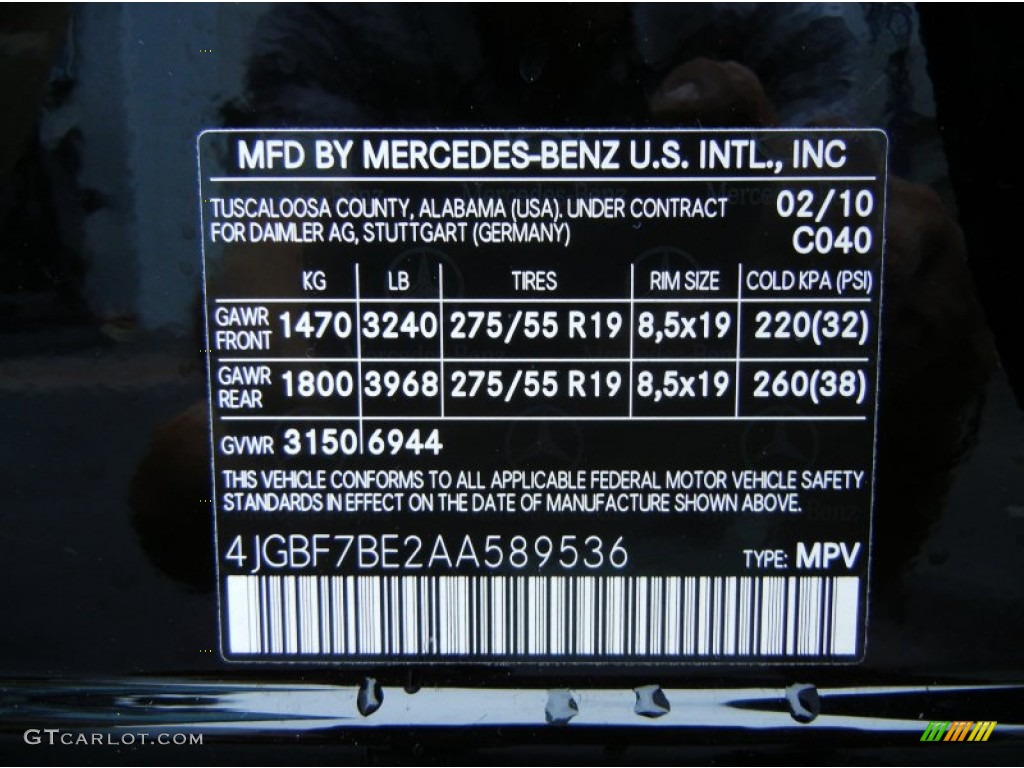 2010 GL Color Code 040 for Black Photo #78660058