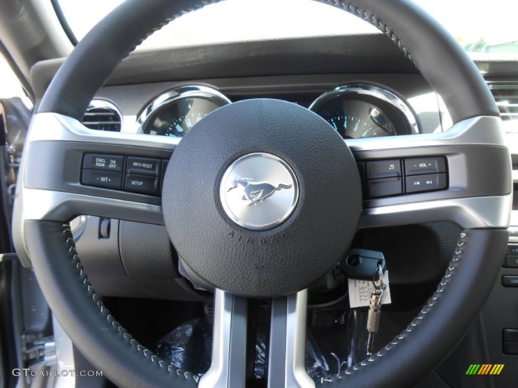 2014 Ford Mustang GT Coupe Charcoal Black Steering Wheel Photo #78663673