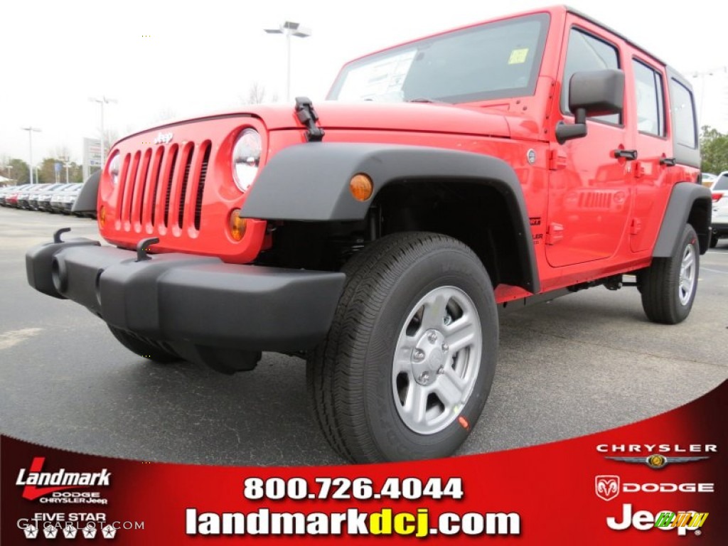 2013 Wrangler Unlimited Sport 4x4 - Rock Lobster Red / Black photo #1