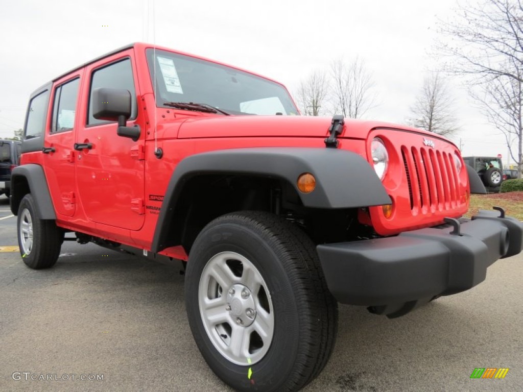 Rock Lobster Red 2013 Jeep Wrangler Unlimited Sport 4x4 Exterior Photo #78670085