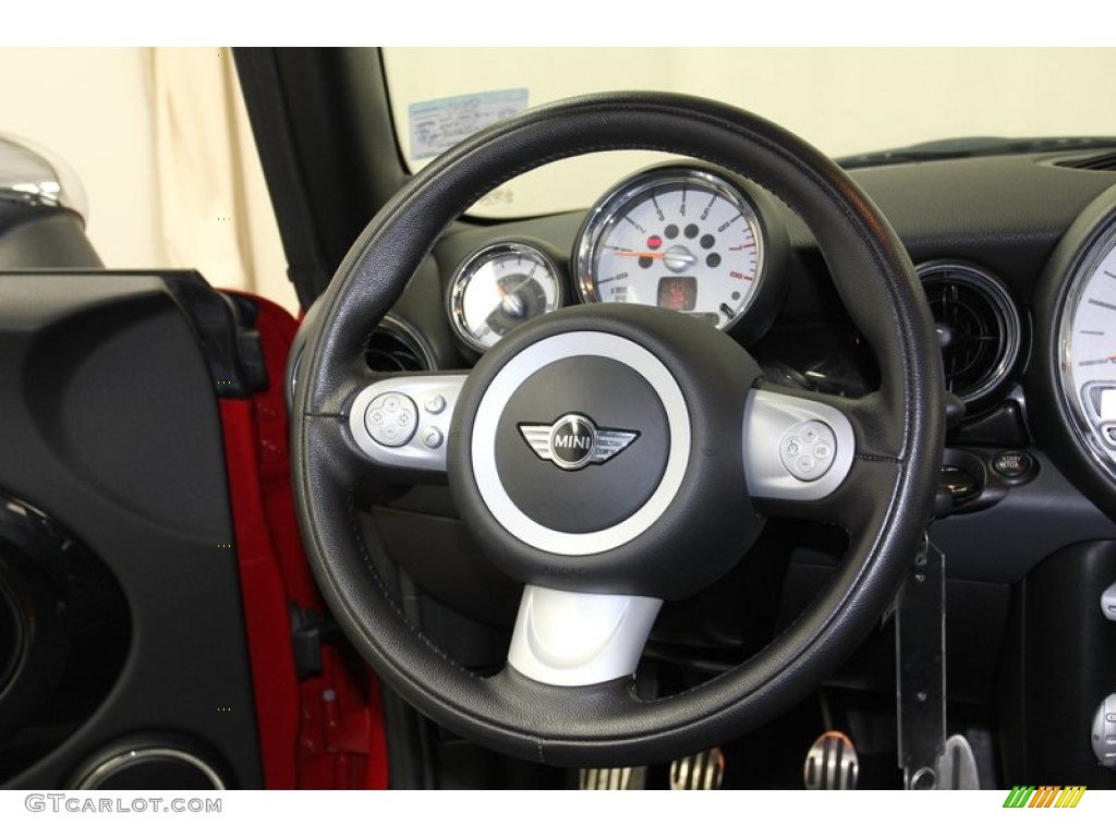 2009 Mini Cooper S Convertible Lounge Carbon Black Leather Steering Wheel Photo #78671433