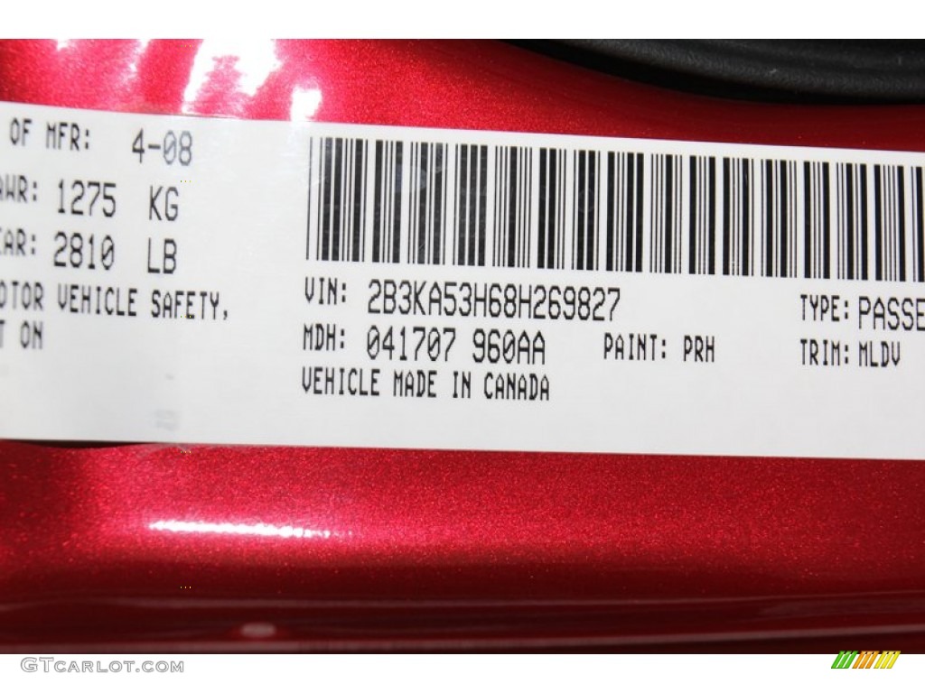 2008 Dodge Charger R/T Color Code Photos