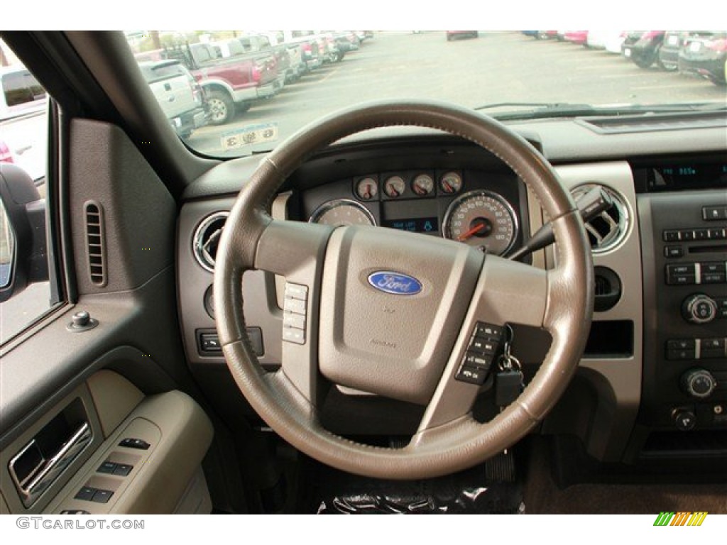 2010 Ford F150 XLT SuperCrew Tan Steering Wheel Photo #78676543