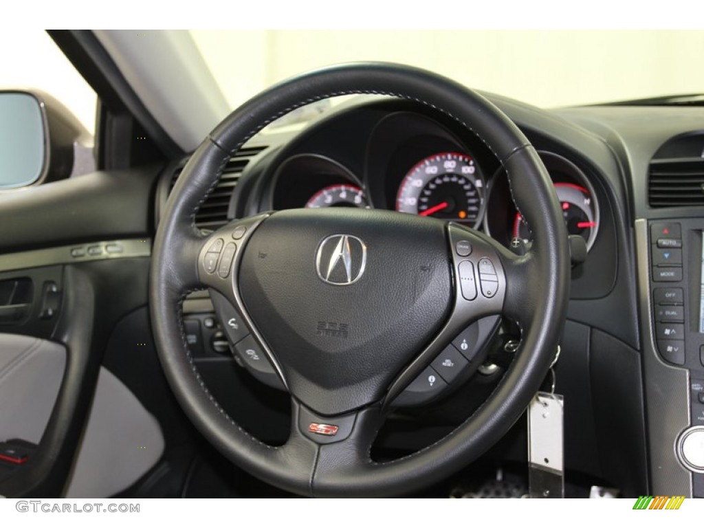 2008 Acura TL 3.5 Type-S Taupe/Ebony Steering Wheel Photo #78676990