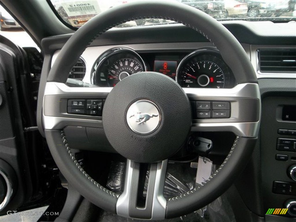 2014 Ford Mustang GT Premium Coupe Charcoal Black Steering Wheel Photo #78683446
