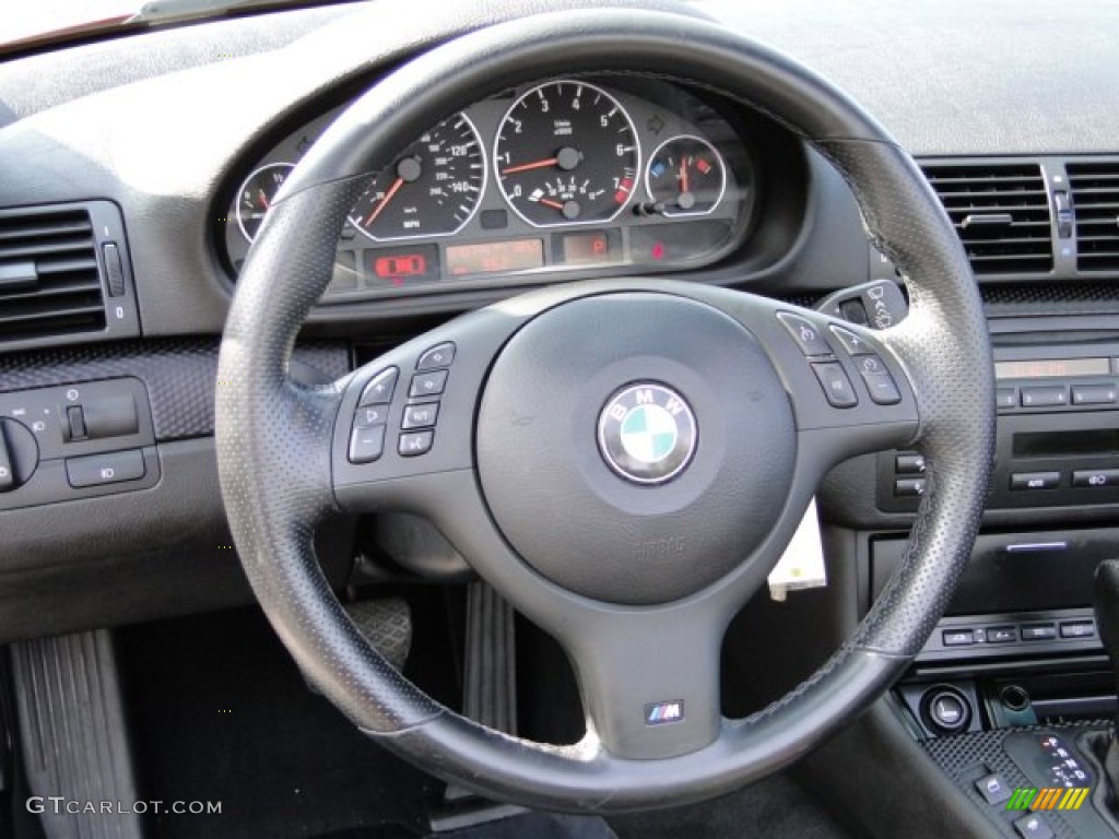 2006 BMW 3 Series 330i Convertible Black Steering Wheel Photo #78689677