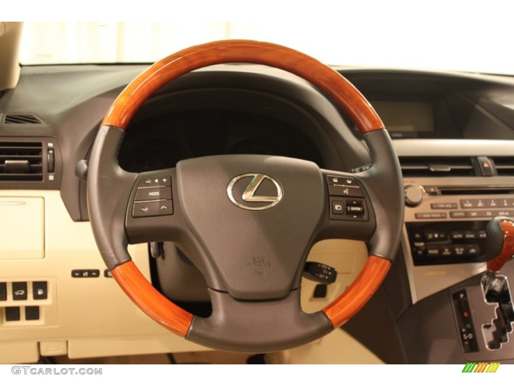 2010 Lexus RX 350 AWD Parchment/Brown Walnut Steering Wheel Photo #78694507
