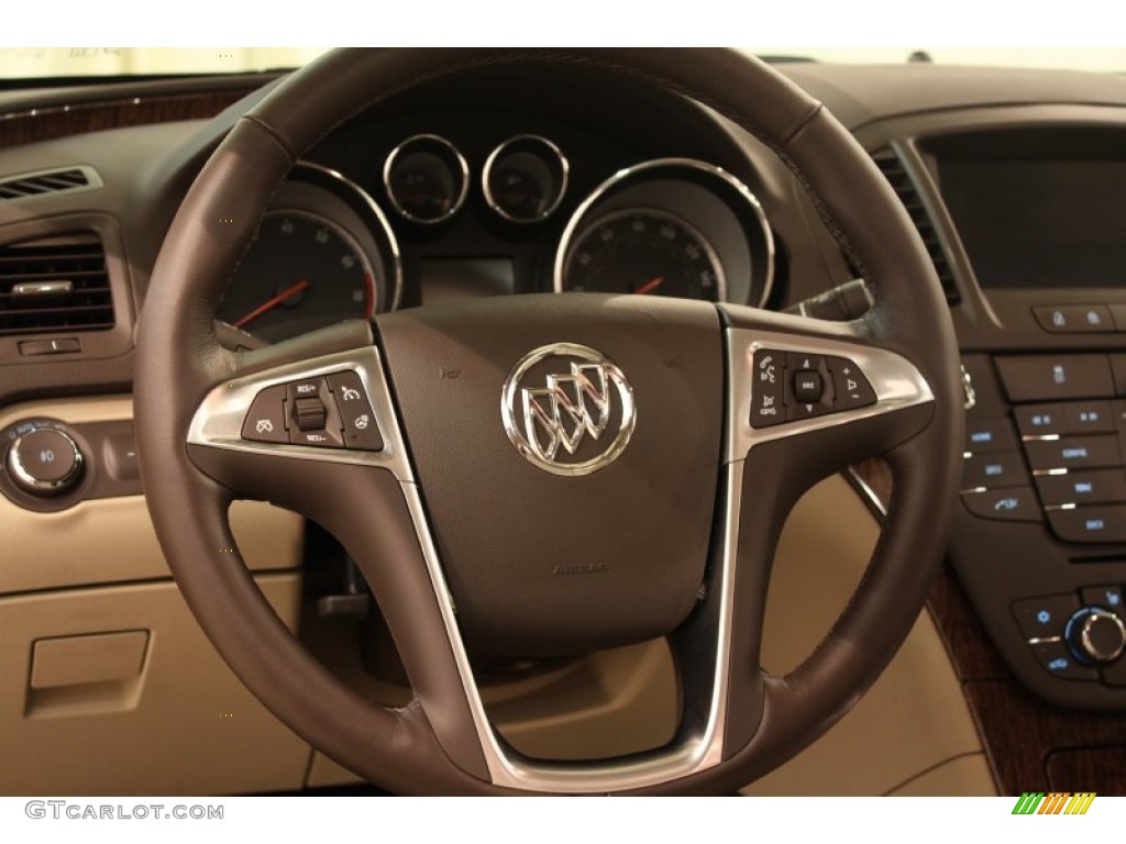 2013 Buick Regal Turbo Cashmere Steering Wheel Photo #78695355