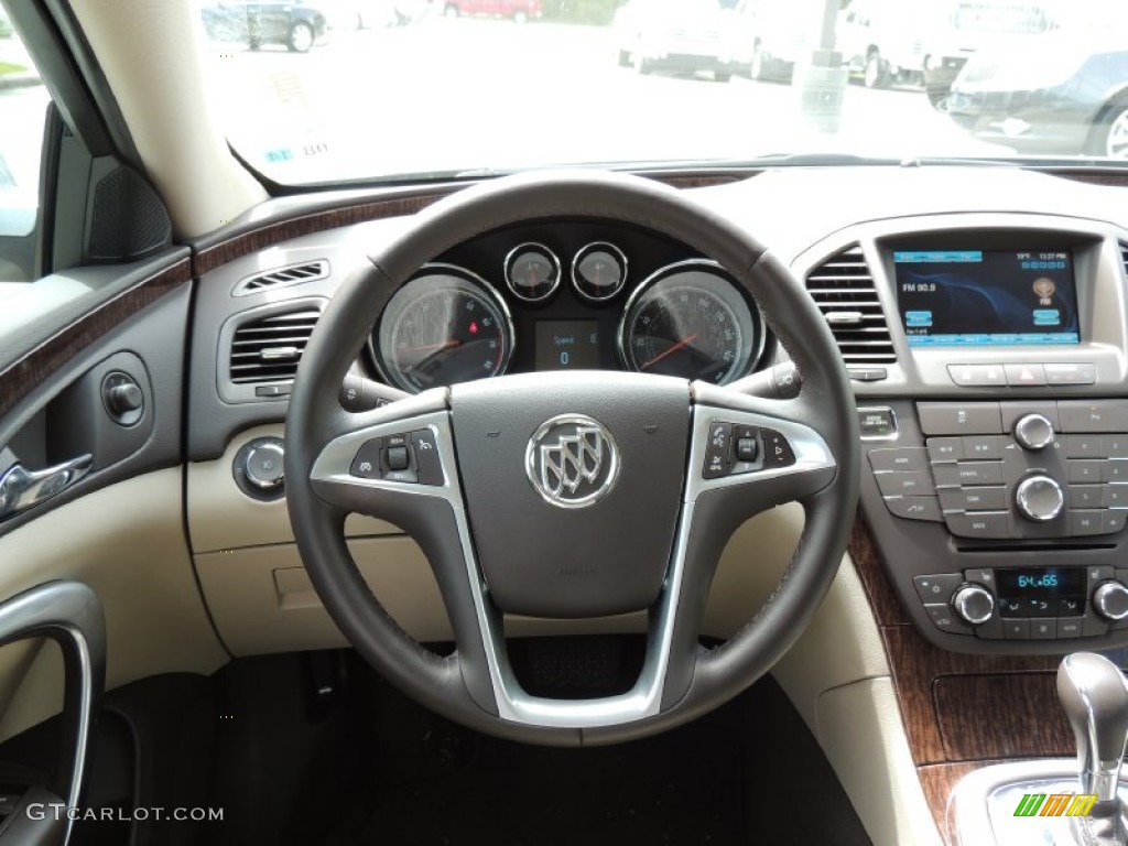 2012 Buick Regal Turbo Cashmere Steering Wheel Photo #78699954