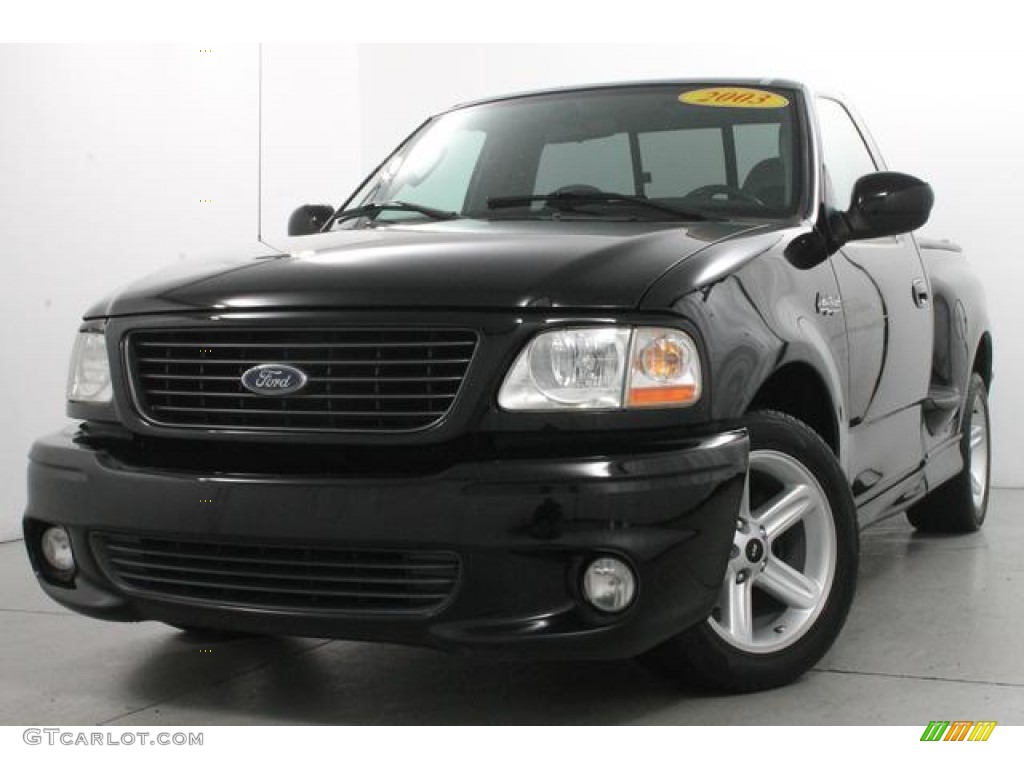 2003 F150 SVT Lightning - Black / Dark Graphite Grey photo #2