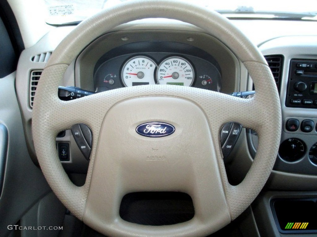 2005 Ford Escape XLT V6 4WD Medium/Dark Pebble Beige Steering Wheel Photo #78713488