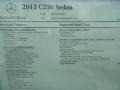 2013 Mercedes-Benz C 250 Sport Window Sticker