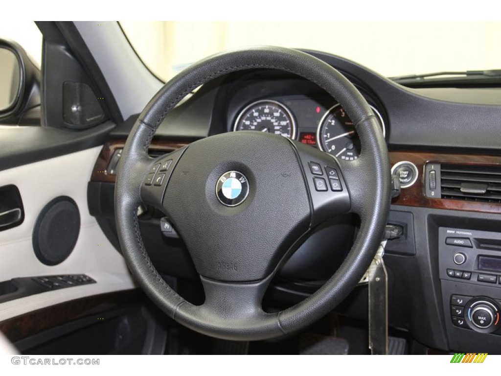 2011 BMW 3 Series 328i Sedan Oyster/Black Dakota Leather Steering Wheel Photo #78717894