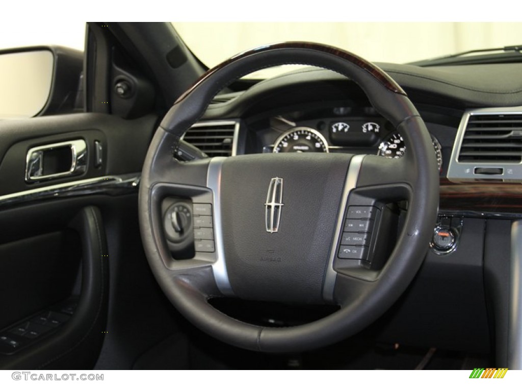 2009 Lincoln MKS Sedan Charcoal Black Steering Wheel Photo #78720740