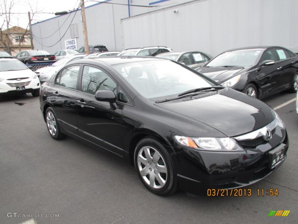 2010 Civic LX Sedan - Crystal Black Pearl / Gray photo #2