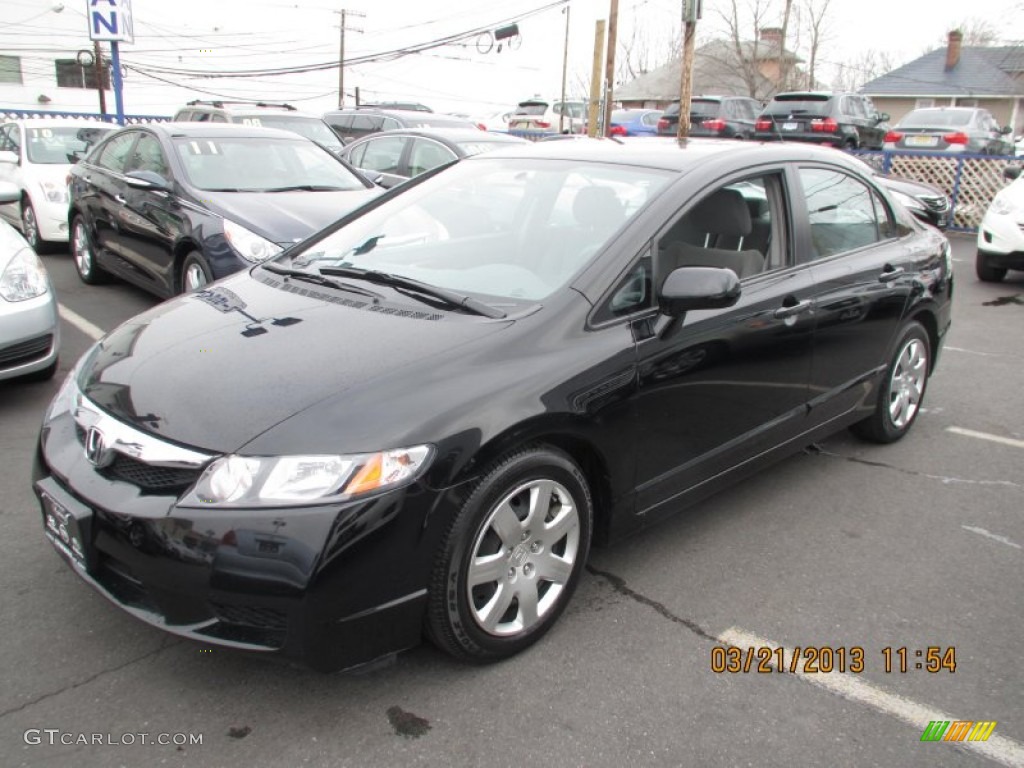 2010 Civic LX Sedan - Crystal Black Pearl / Gray photo #3
