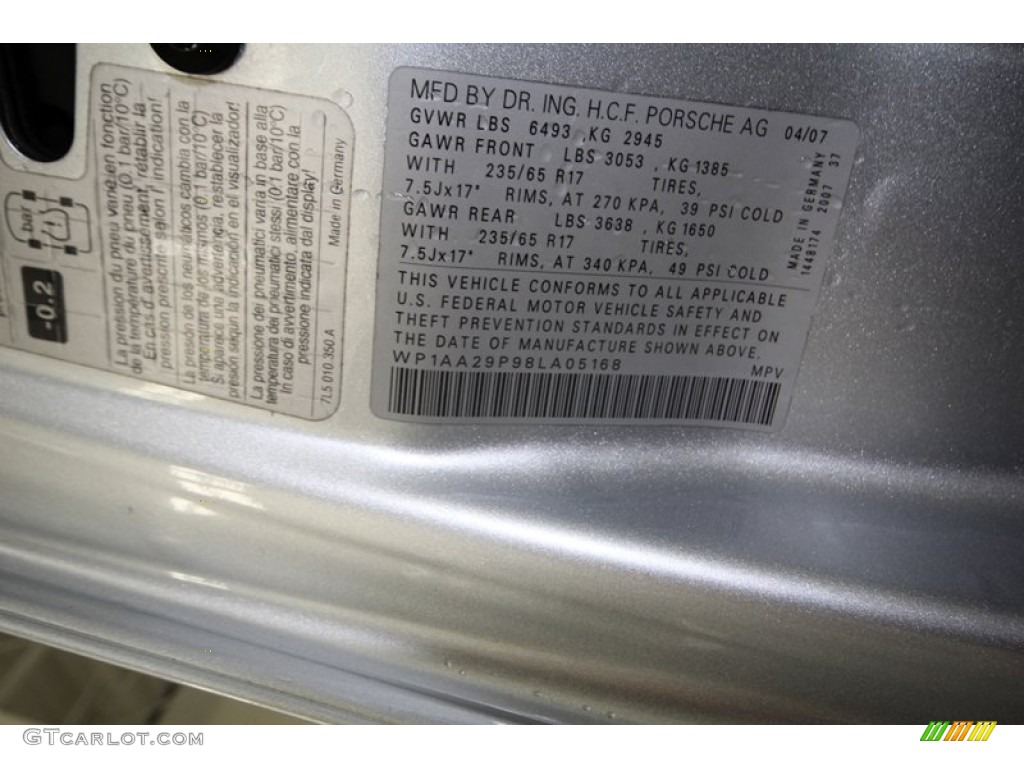 2008 Porsche Cayenne Tiptronic Info Tag Photo #78721145