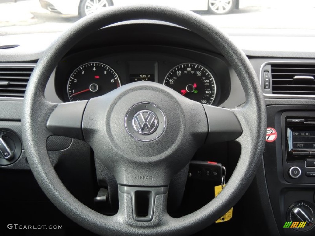 2012 Volkswagen Jetta SE Sedan Titan Black Steering Wheel Photo #78723375
