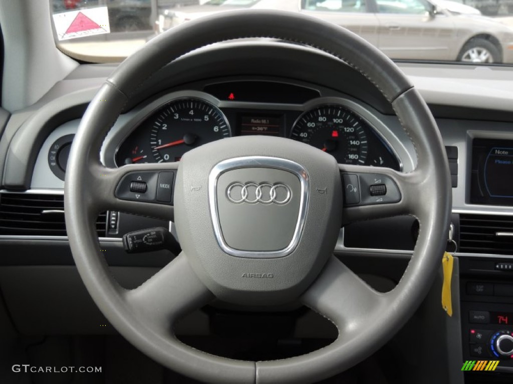 2008 Audi A6 3.2 quattro Sedan Light Grey Steering Wheel Photo #78724198