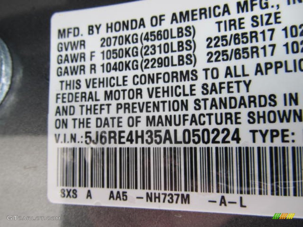 2010 CR-V LX AWD - Urban Titanium Metallic / Gray photo #14