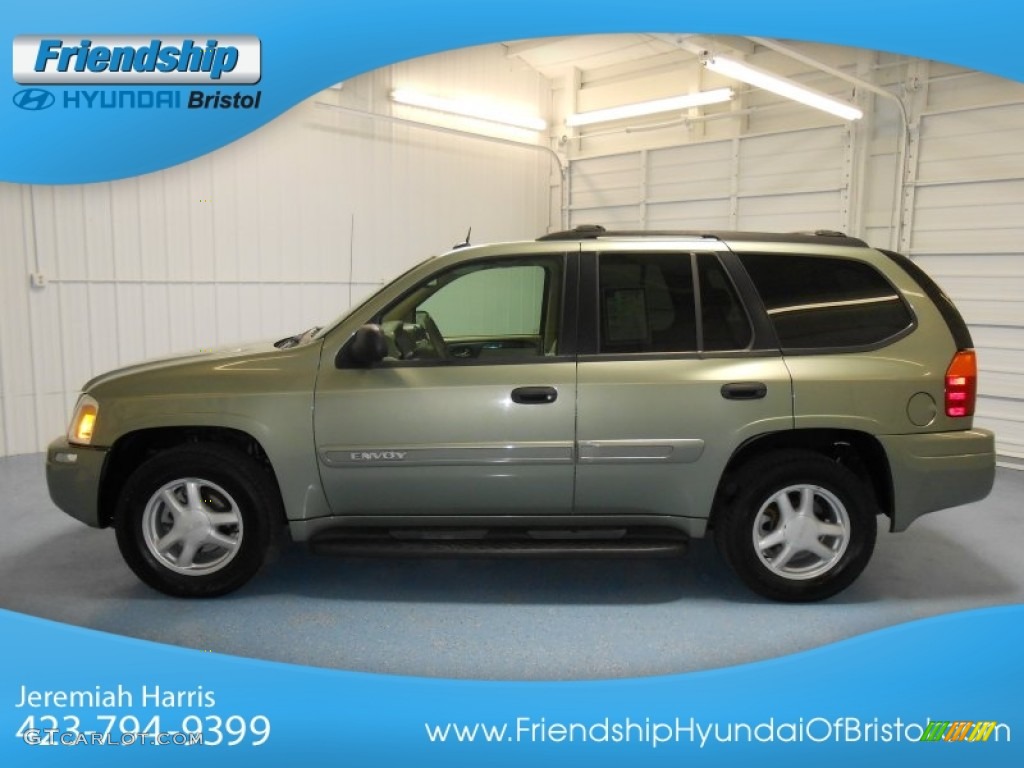 2004 Envoy SLT 4x4 - Silver Green Metallic / Light Tan photo #1