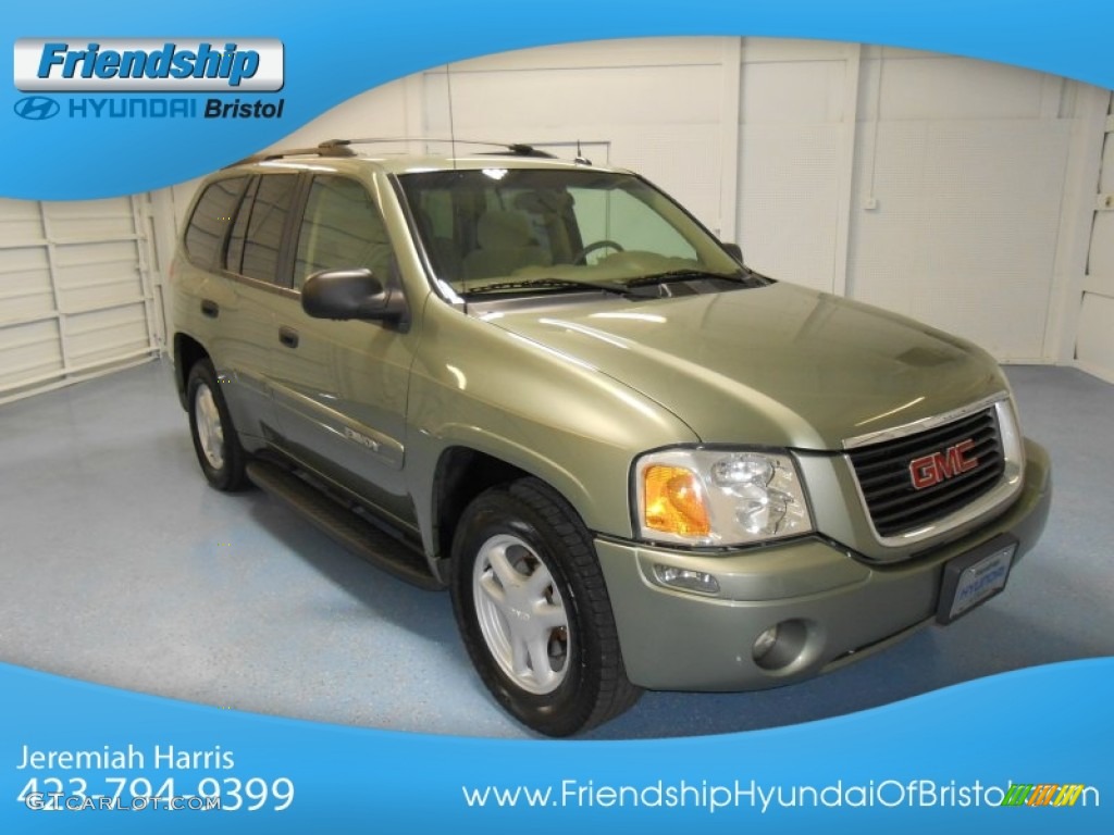 2004 Envoy SLT 4x4 - Silver Green Metallic / Light Tan photo #4