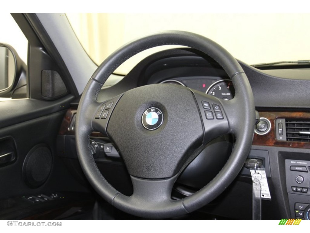 2011 BMW 3 Series 328i Sedan Black Steering Wheel Photo #78727280