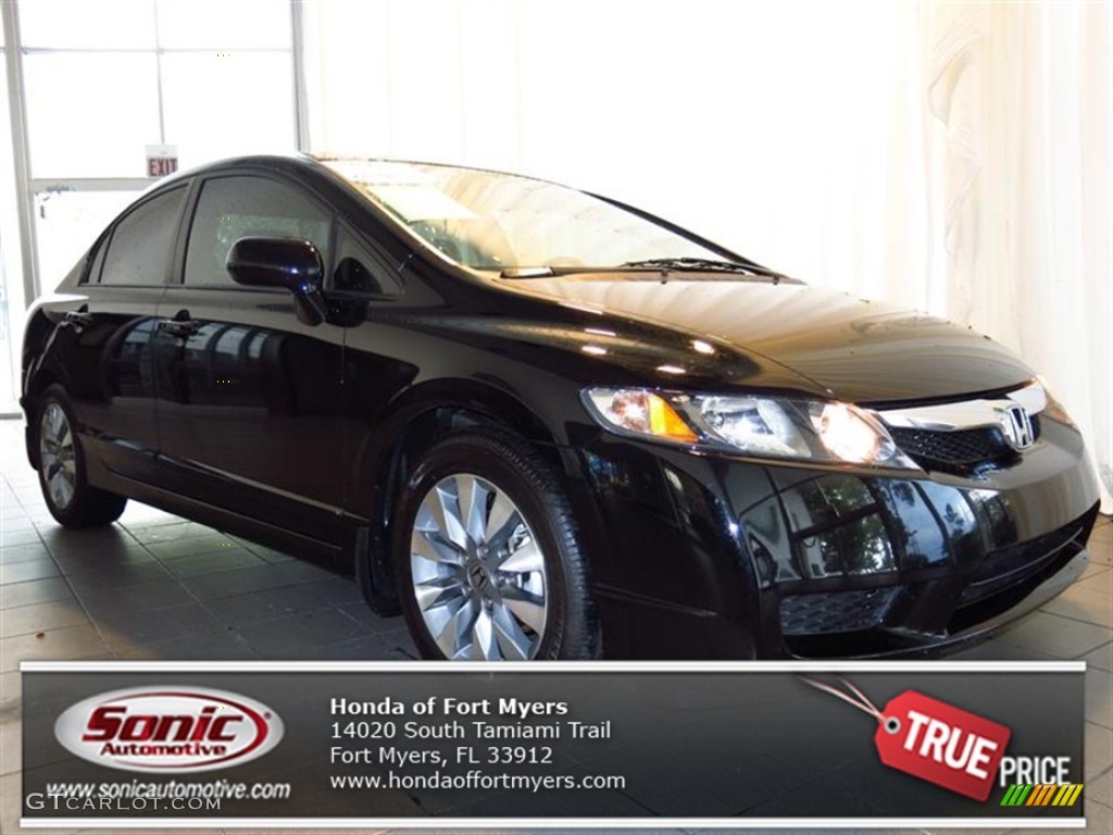 2010 Civic EX Sedan - Crystal Black Pearl / Gray photo #1