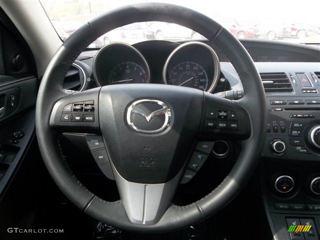 2012 Mazda MAZDA3 s Grand Touring 5 Door Black Steering Wheel Photo #78733882