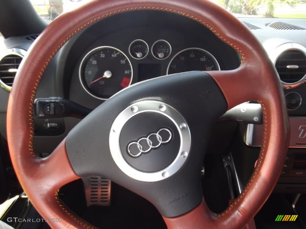 2004 Audi TT 1.8T quattro Roadster Amber Red Steering Wheel Photo #78735369
