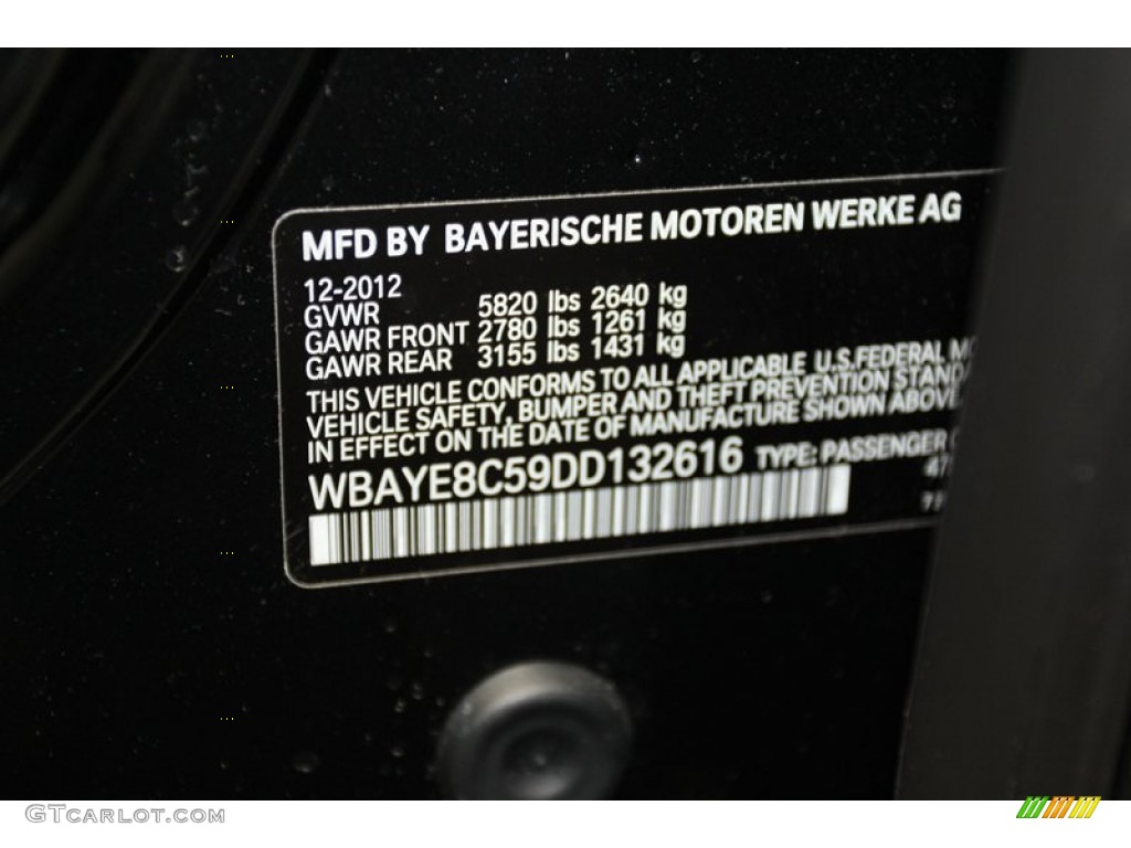 2013 7 Series 750Li Sedan - Black Sapphire Metallic / Black photo #8