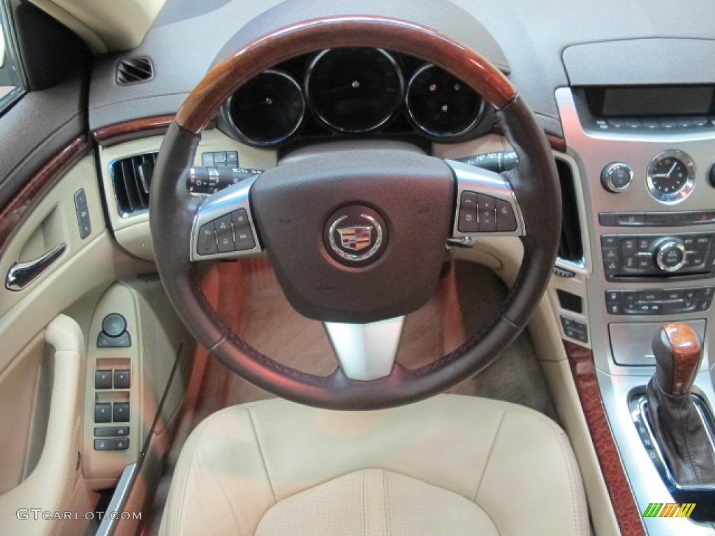 2010 Cadillac CTS 4 3.6 AWD Sport Wagon Cashmere/Cocoa Steering Wheel Photo #78739406
