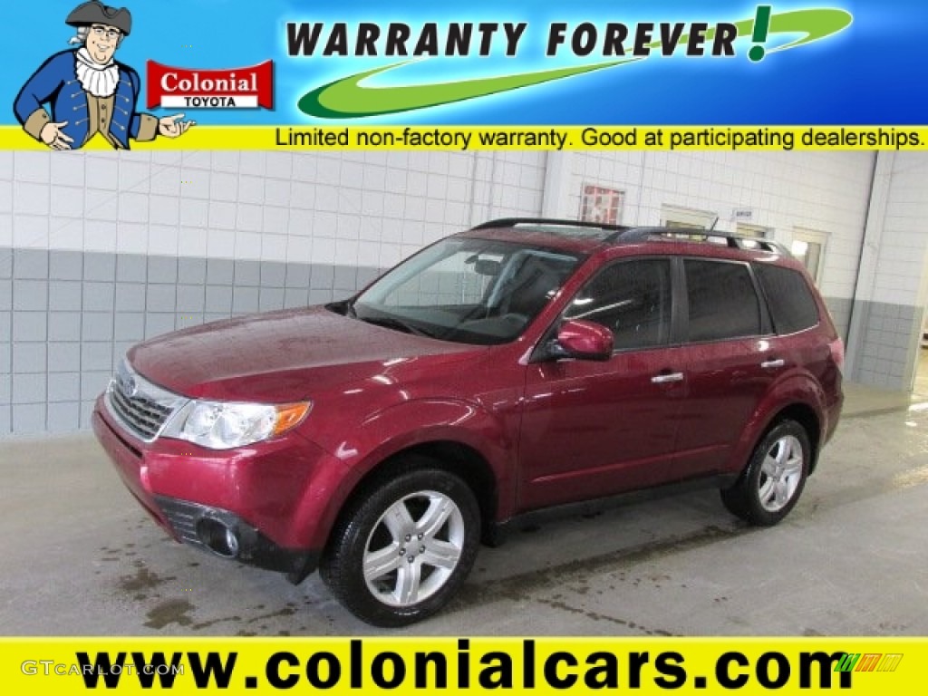 2009 Forester 2.5 X Limited - Camellia Red Pearl / Black photo #1