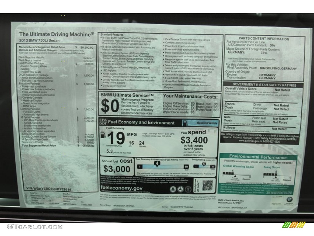 2013 7 Series 750Li Sedan - Black Sapphire Metallic / Black photo #36